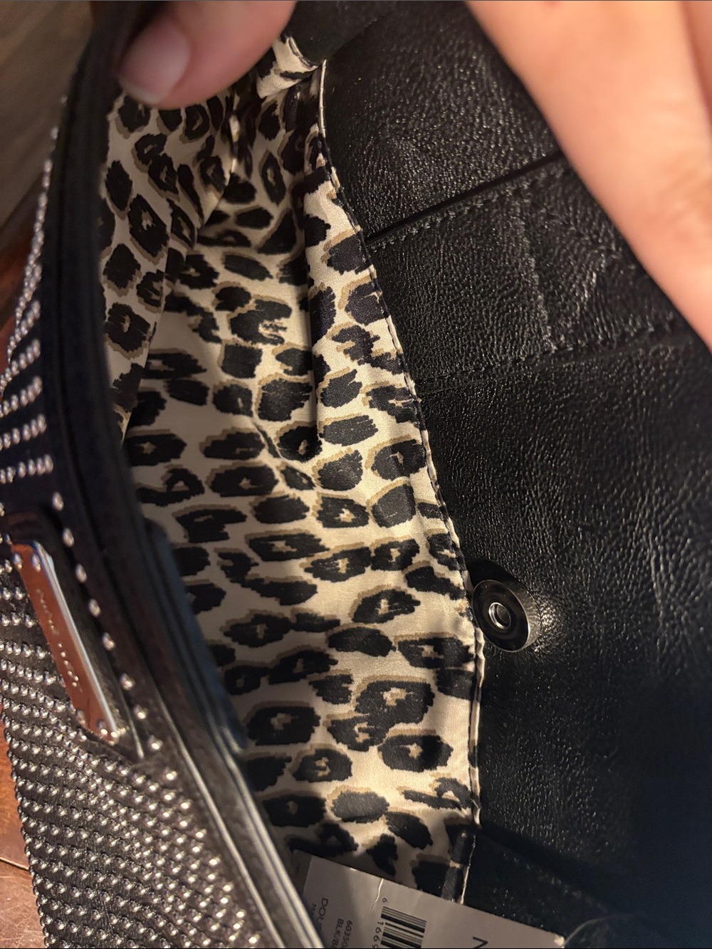 Nine West Black Studded Satchel Tote - Picture 3 of 6